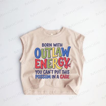 BORN WITH OUTLAW ENERGY YOU CAN'T PUT THIS POSSUM IN A CAGE Baby Toddler Khaki Tank Top - Khaki - 3-5T - image 1