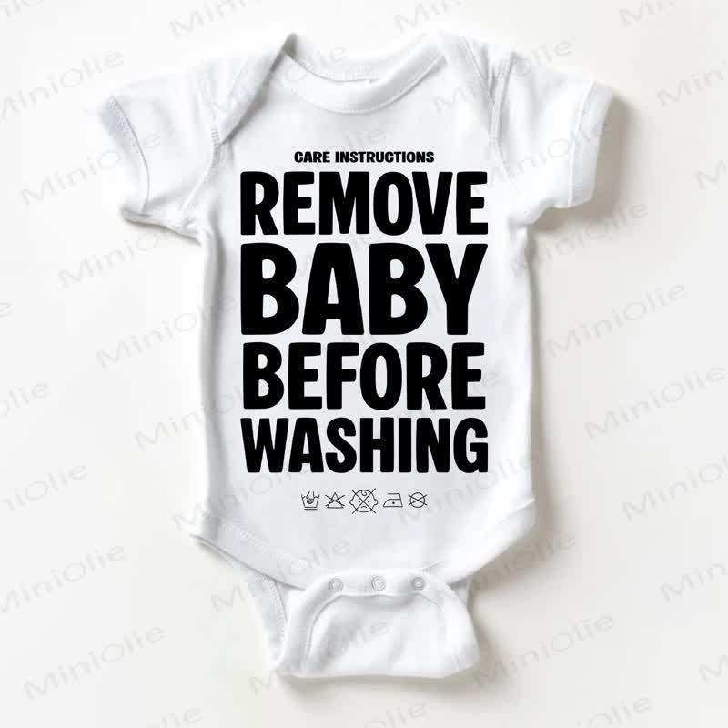 REMOVE BABY BEFORE WASHING Baby White Bodysuit - White - 18-24M - image 1