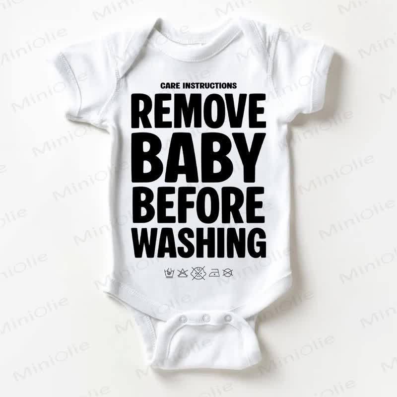 REMOVE BABY BEFORE WASHING Baby White Bodysuit - White - 18-24M - image 1