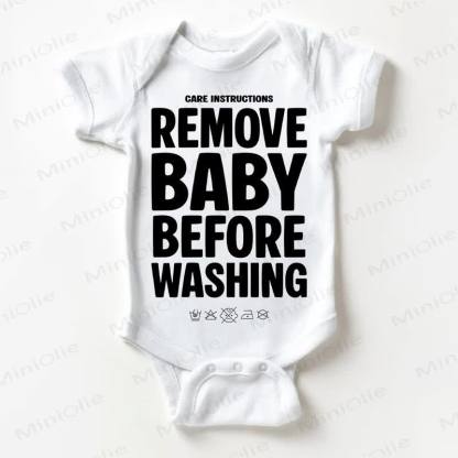 REMOVE BABY BEFORE WASHING Baby White Bodysuit - White - 18-24M - image 1