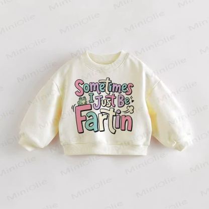 SOMETIMES I JUST BE FARTIN Baby Toddler Frog Cream Sweatshirt - Cream - 3-5T - image 1