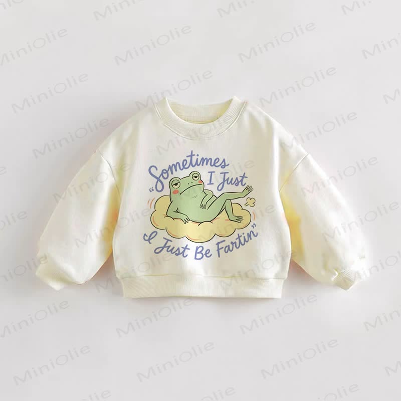 SOMETIMES I JUST BE FARTIN Baby Toddler Frog Cream Sweatshirt - Cream - 3-5T - image 1