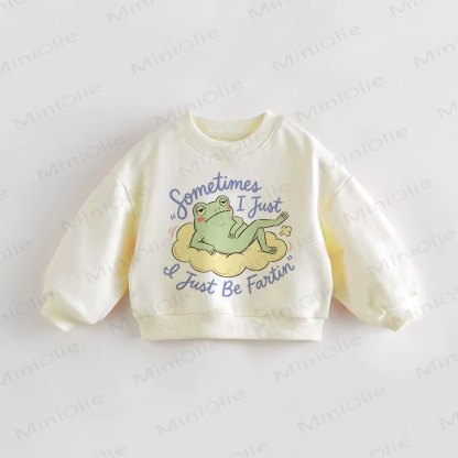 SOMETIMES I JUST BE FARTIN Baby Toddler Frog Cream Sweatshirt - Cream - 3-5T - image 1