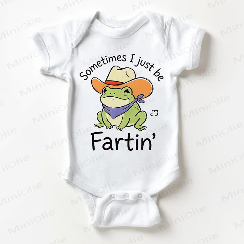 SOMETIMES I JUST BE FARTIN' Baby White Frog Bodysuit - White - 18-24M - image 1