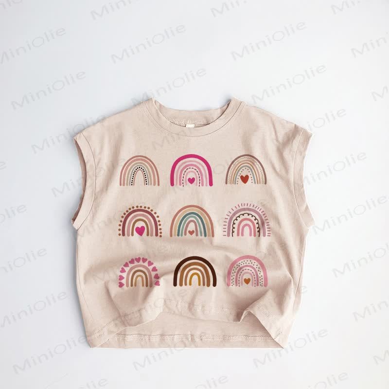 Baby Toddler Rainbow Heart Khaki Tank Top - Khaki - 3-5T - image 1