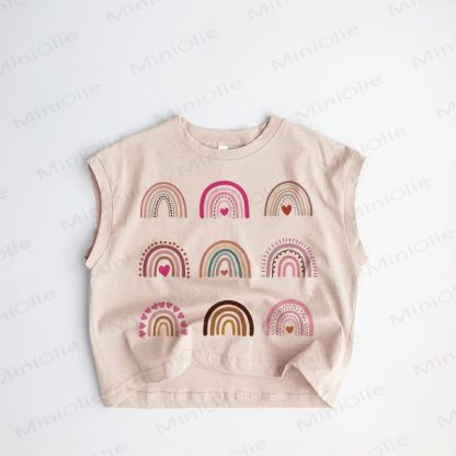 Baby Toddler Rainbow Heart Khaki Tank Top - Khaki - 3-5T - image 1