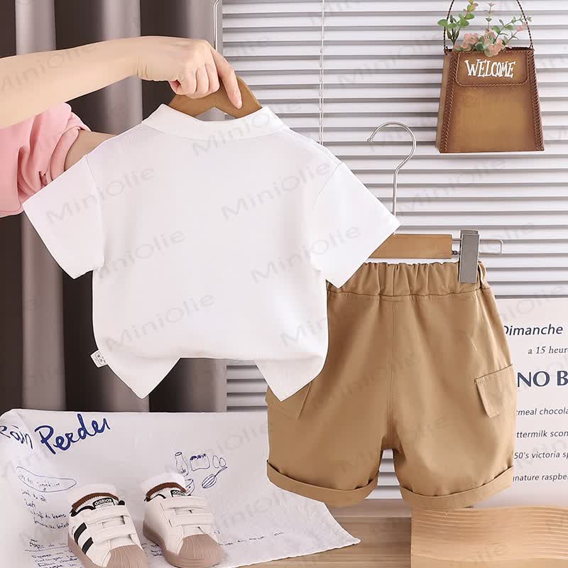 Toddler Boys Cotton Deer Collection Polo Shirt and Pocket Shorts 2-piece Set - image 3