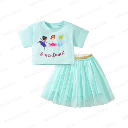 LOVE TO DANCE! Toddler Kid Girl Tee and Skirt Set - image 2