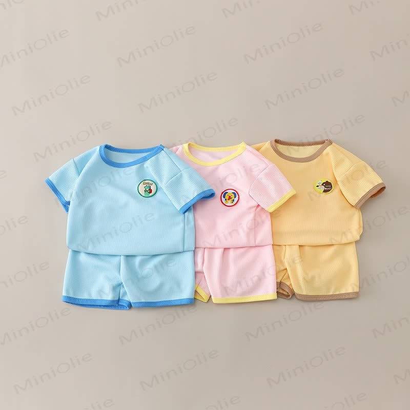 Baby Toddler Animal Waffle Tee and Shorts Set - image 1