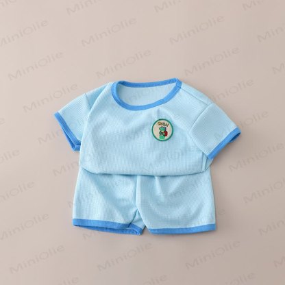 Baby Toddler Animal Waffle Tee and Shorts Set - Blue - 6-7T - image 2