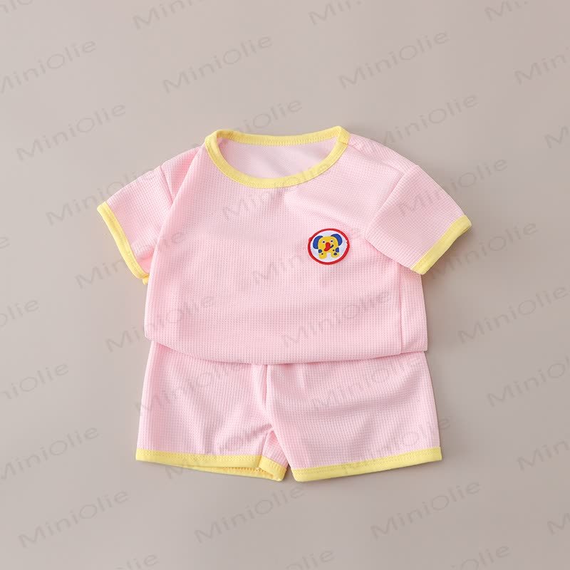Baby Toddler Animal Waffle Tee and Shorts Set - Pink - 6-7T - image 4