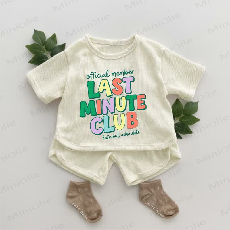 OFFICIAL MEMBER LATE BUT ADORABLE LAST MINUTE CLUB Baby Waffle 2-piece Set - Apricot - 2-3T - image 1