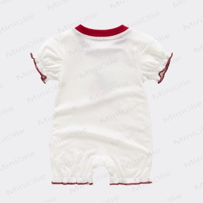 Baby Strawberry Bunny Ribbed Romper - image 2