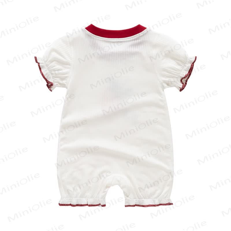 Baby Strawberry Bunny Ribbed Romper - image 3