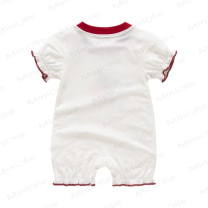 Baby Strawberry Bunny Ribbed Romper - image 3