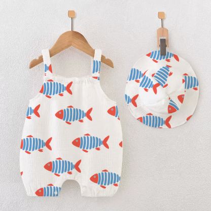 Baby Girl White Fish Romper with Hat - White - 12-18M - image 1