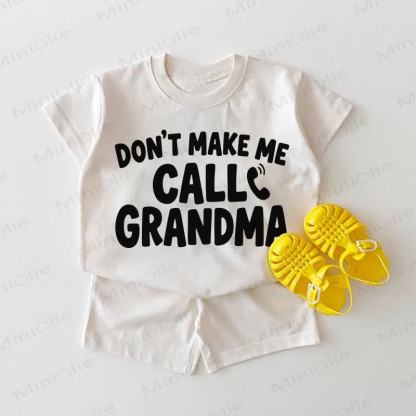 DON'T MAKE ME CALL GRANDMA Baby Print White 2-piece Set - White - 18-24M - image 1