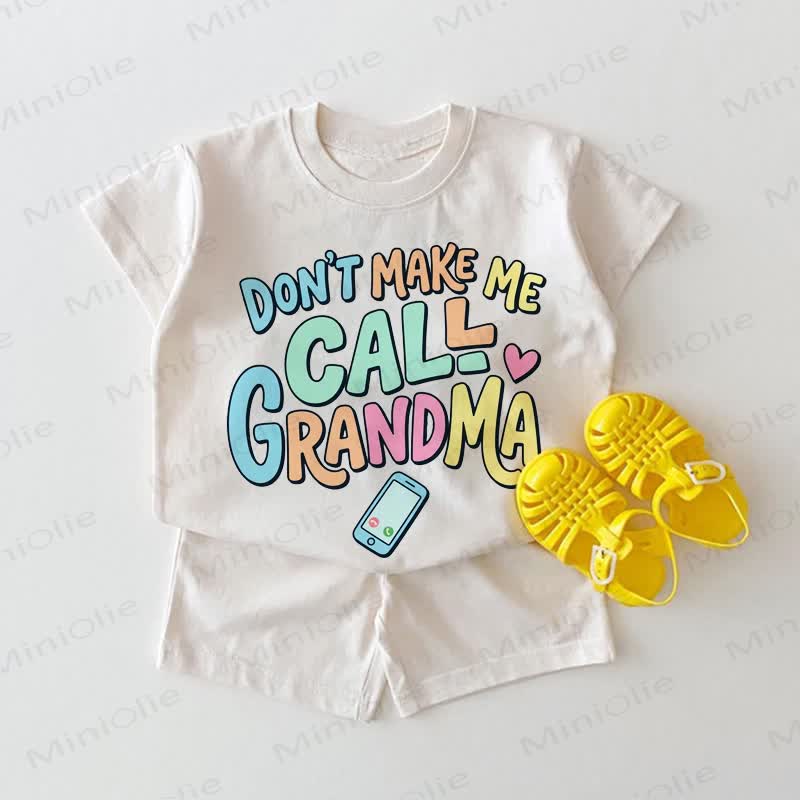 DON'T MAKE ME CALL GRANDMA Baby Tee and Shorts 2-piece Set - White - 18-24M - image 1