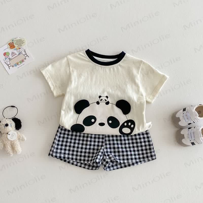 Baby Toddler Soft Cotton Animals Collection T-Shirt and Plaid Shorts 2-piece Set - Black - 4-5T - image 4