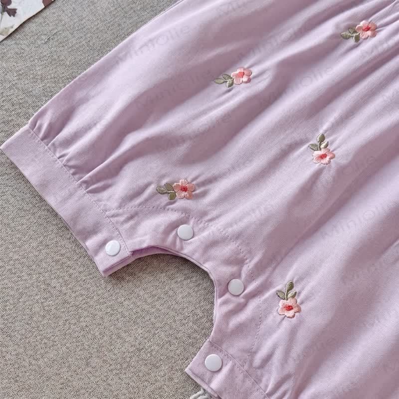 Baby Girls Floral Embroidered Bubble Sleeves Romper - image 5