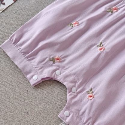Baby Girls Floral Embroidered Bubble Sleeves Romper - image 5