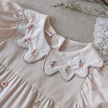 Baby Girls Floral Embroidered Bubble Sleeves Romper - image 6