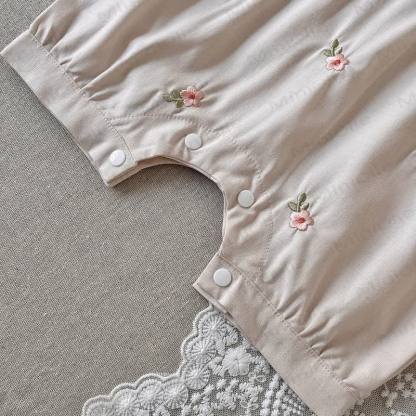 Baby Girls Floral Embroidered Bubble Sleeves Romper - image 7