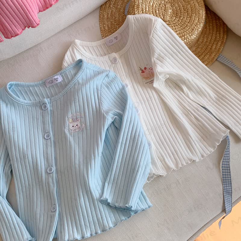 Toddler Girl Animal/Floral Ribbed Knitted Cardigan - image 9