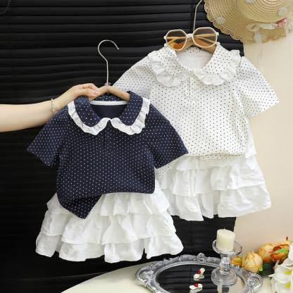 Toddler Girl Polka Dot Top and Skirt 2-piece Set - image 1