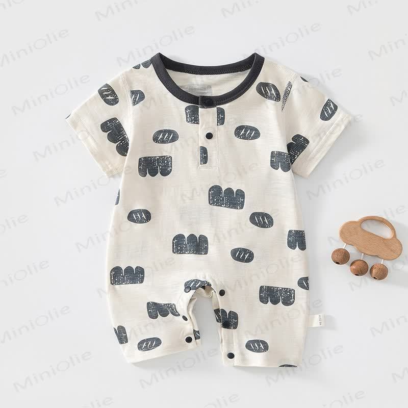 Baby Cotton White Short Sleeves Romper - White Bread - 18-24M - image 2