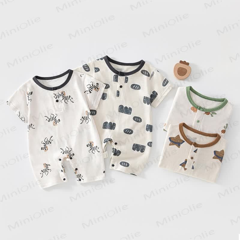 Baby Cotton White Short Sleeves Romper - image 1