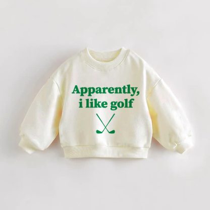 APPARENTLY, I LIKE GOLF Baby Toddler Golf Cream Sweatshirt - Cream - 3-5T - image 1