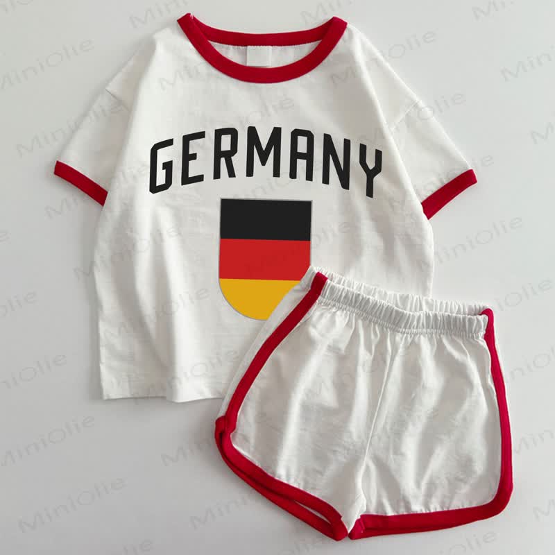 GERMANY Baby Germany White&Red T-shirt and Shorts 2-Piece Set - White&Red - 3-5T - image 1
