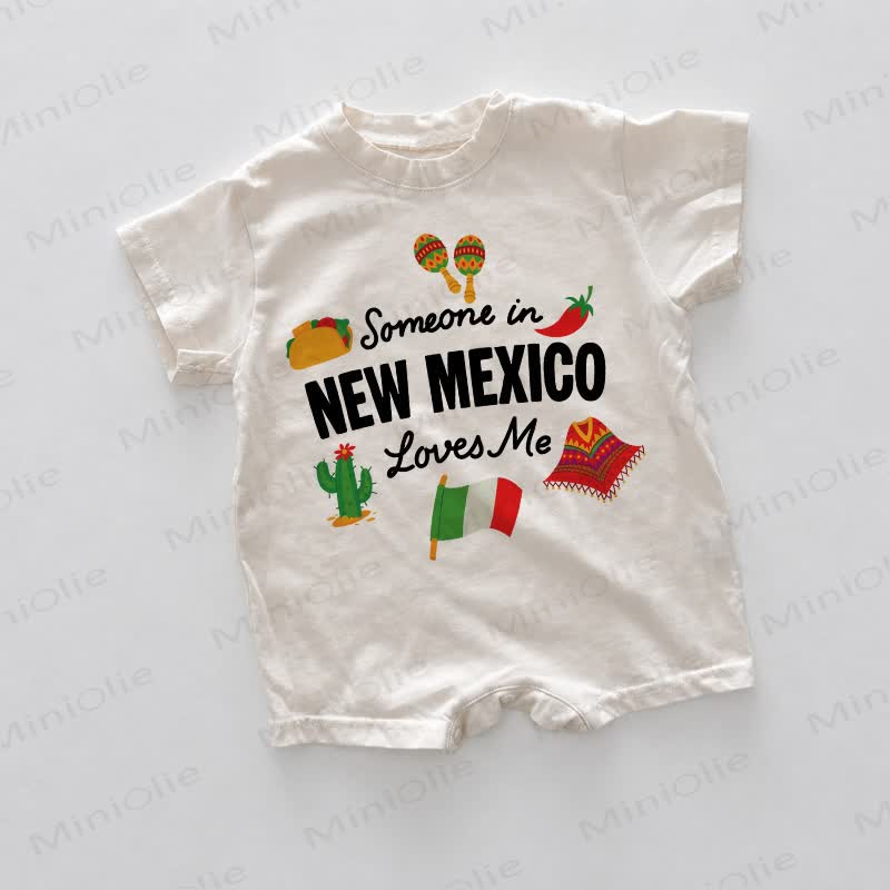 SOMEONE IN NEW MEXICO LOVES ME Baby White Romper - image 1