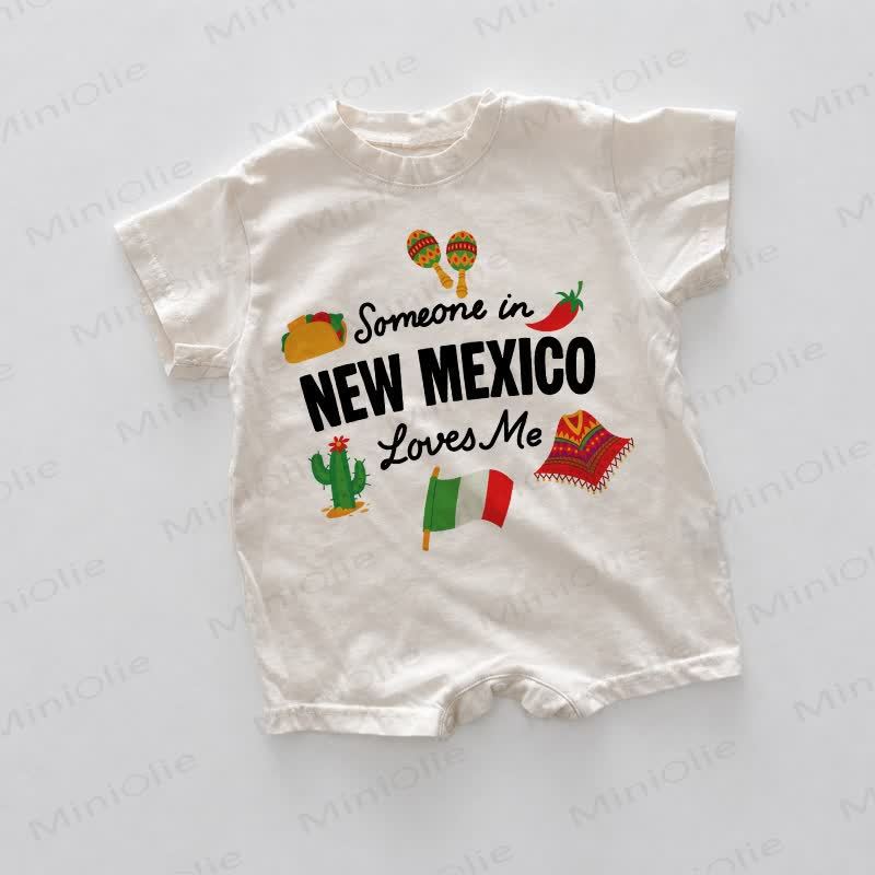 SOMEONE IN NEW MEXICO LOVES ME Baby White Romper - image 1