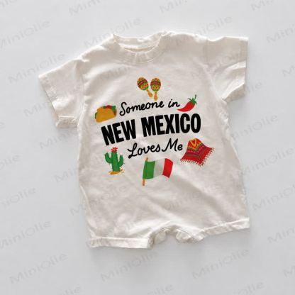 SOMEONE IN NEW MEXICO LOVES ME Baby White Romper - image 1