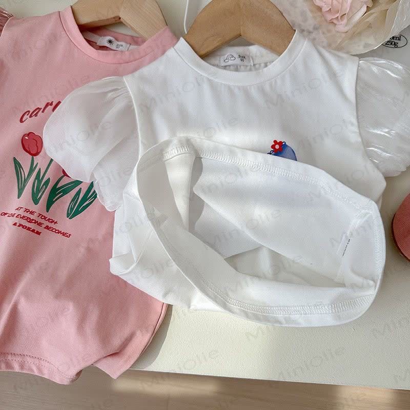 Toddler Girl Crew Neck Puff Sleeve Summer T-shirt - image 10