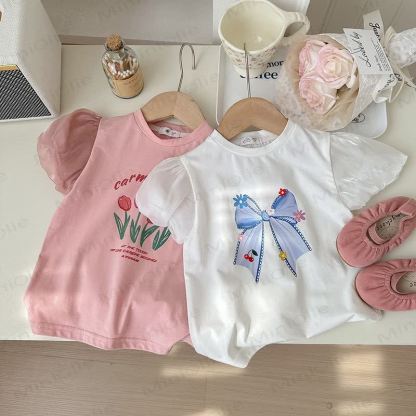Toddler Girl Crew Neck Puff Sleeve Summer T-shirt - image 6