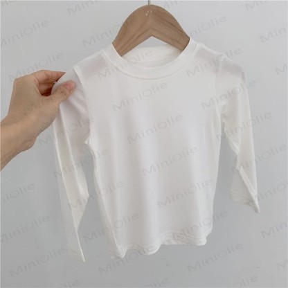 Baby Toddler Solid Color Ribbed Long Sleeve Tee - White - 6-7T - image 2