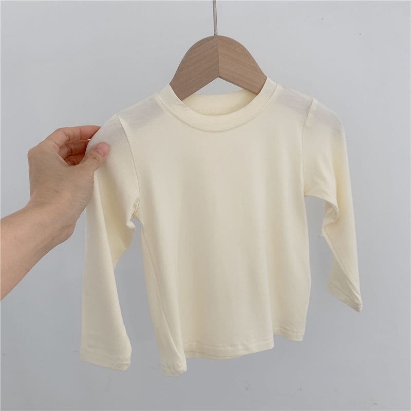 Baby Toddler Solid Color Ribbed Long Sleeve Tee - Beige - 6-7T - image 3