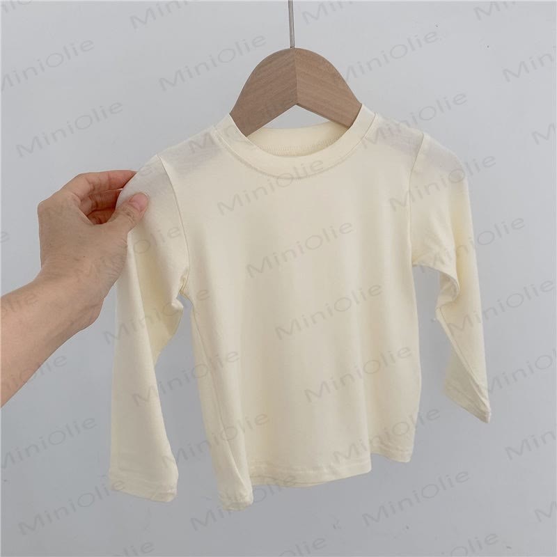 Baby Toddler Solid Color Ribbed Long Sleeve Tee - Beige - 6-7T - image 3