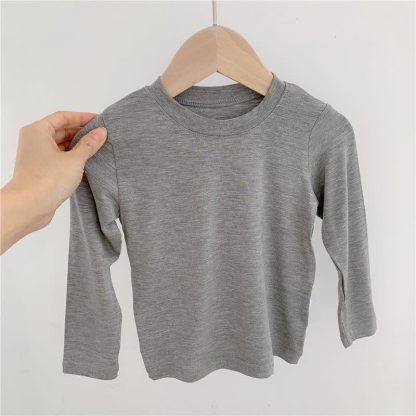 Baby Toddler Solid Color Ribbed Long Sleeve Tee - Gray - 6-7T - image 5