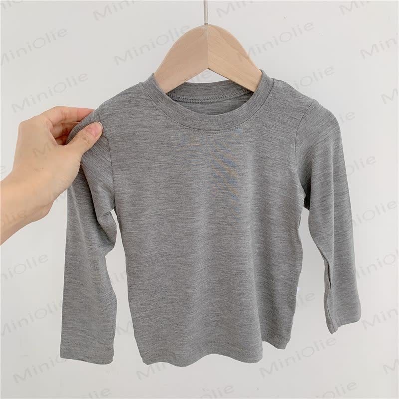 Baby Toddler Solid Color Ribbed Long Sleeve Tee - Gray - 6-7T - image 5