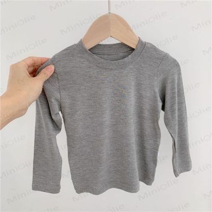 Baby Toddler Solid Color Ribbed Long Sleeve Tee - Gray - 6-7T - image 5