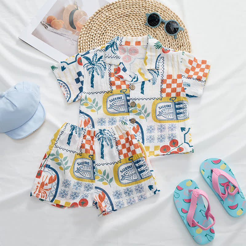 Baby Toddler Food Print Shirt and Shorts 2-piece Set - image 2