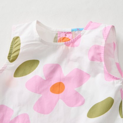 Baby Toddler Flower Pink Sleeveless Set - image 3