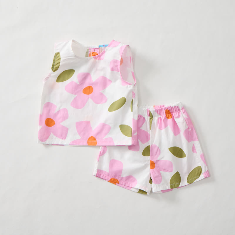 Baby Toddler Flower Pink Sleeveless Set - White - 3-4T - image 1