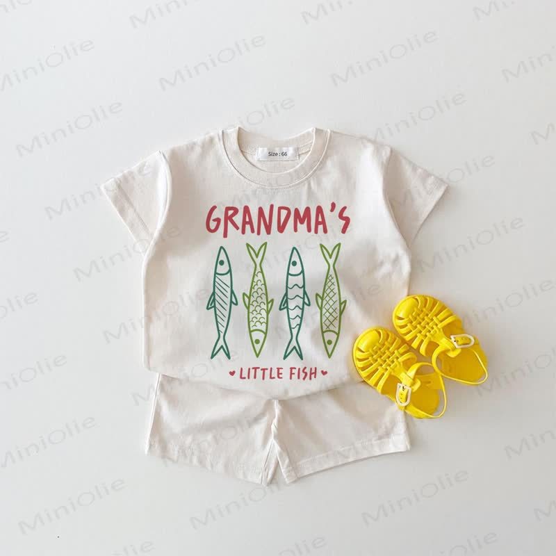 GRANDMA'S LITTLE FISH Baby White Tee and Shorts 2-piece Set - White - 18-24M - image 1