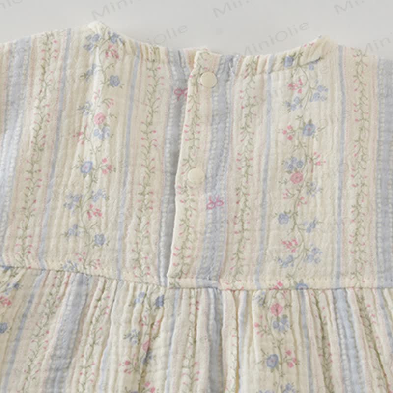 Baby Girls Beige Floral Lace Bib Collar Romper - image 3