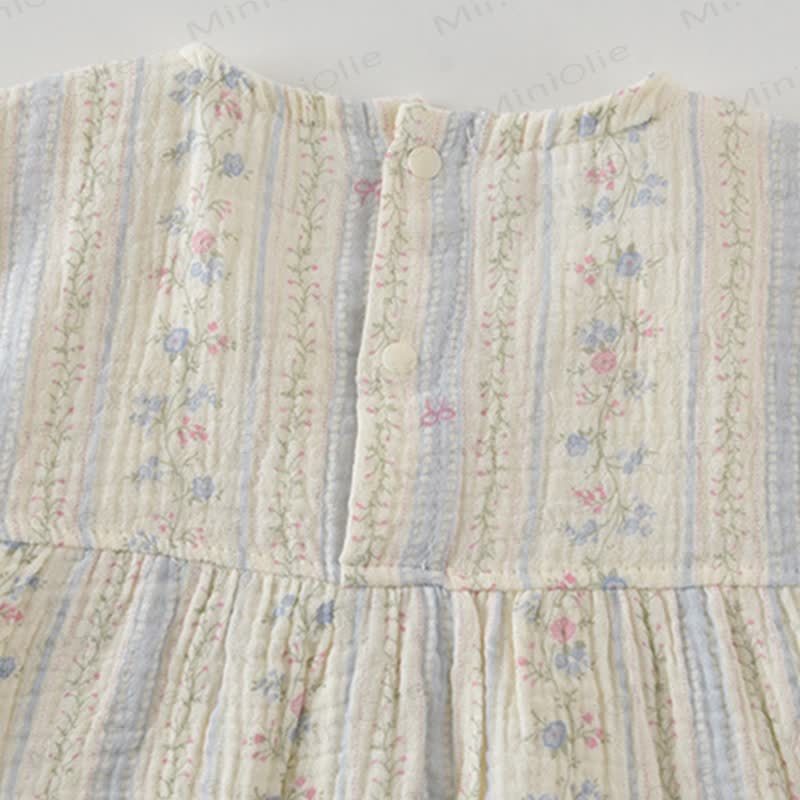 Baby Girls Beige Floral Lace Bib Collar Romper - image 3